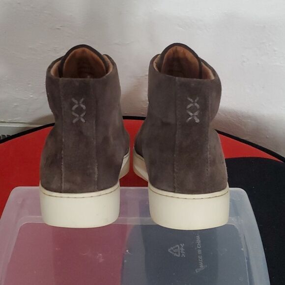 Frye Lena Suede High Top Sneaker in Dark Taupe Grey Size 7 - Picture 9 of 16